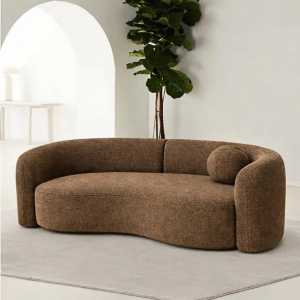 Yara 3-seater brown fabric sofa for modern living rooms