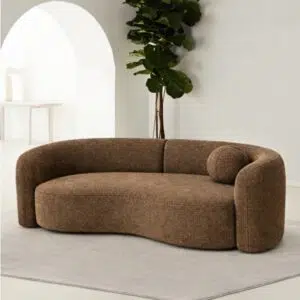Yara 3-seater brown fabric sofa for modern living rooms