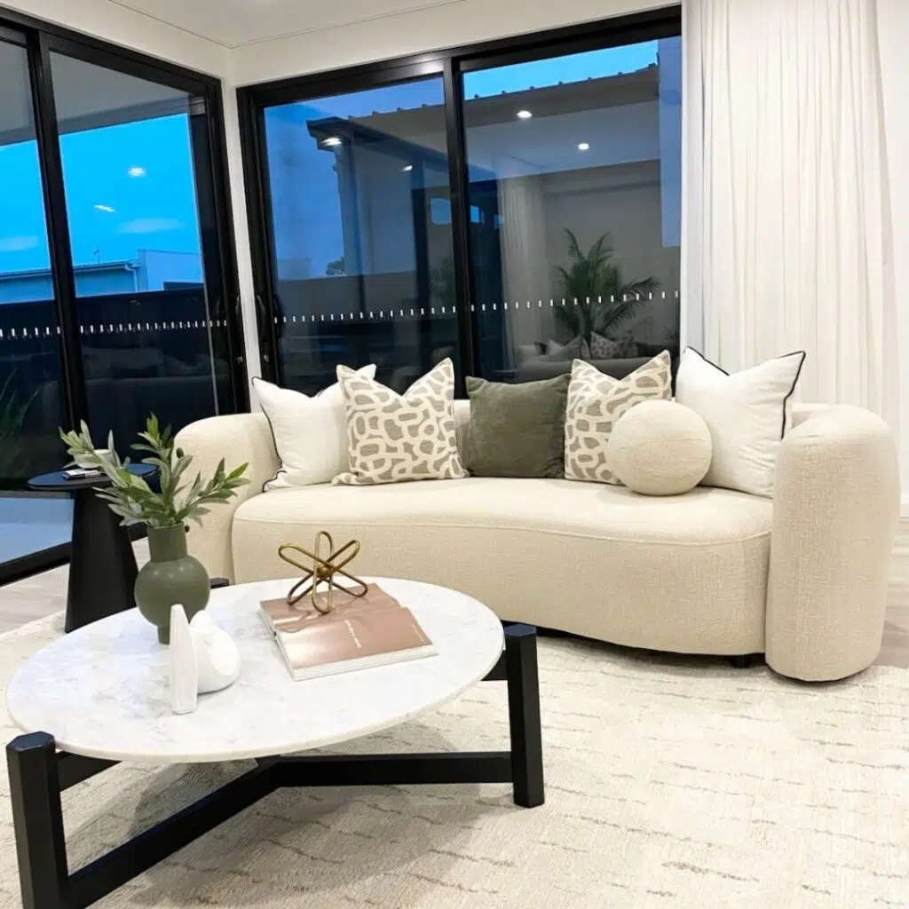 Beige Yara 3-seater sofa with high-density foam and solid wood frame