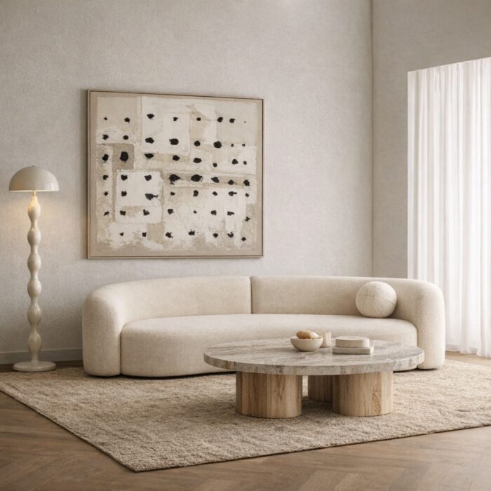 Yara 4 Seater Beige Sofa with High-Density Foam and Solid Wood Frame