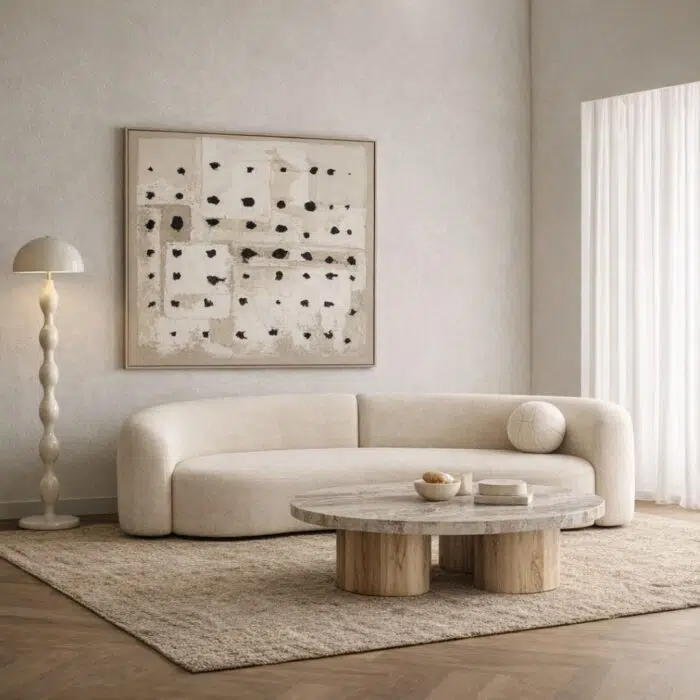 Yara 4 Seater Beige Sofa with High-Density Foam and Solid Wood Frame