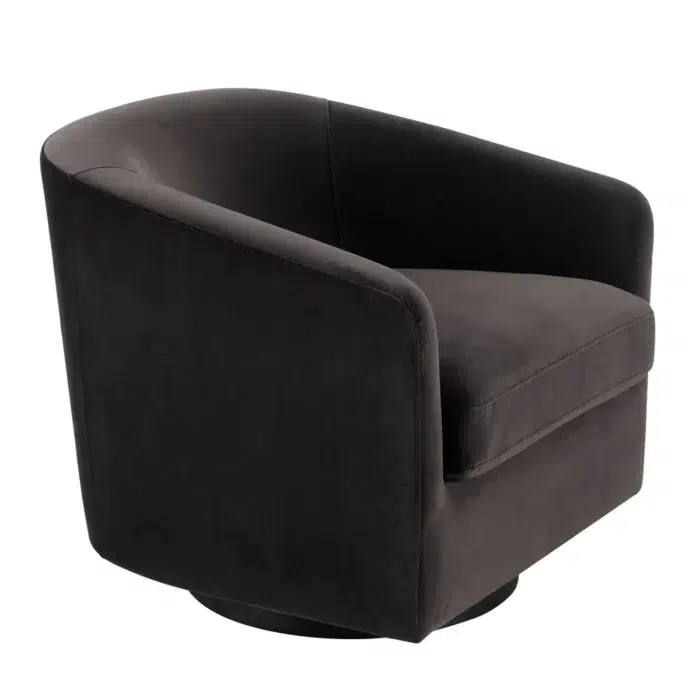 Bellevue Swivel Arm Chair in Slate Grey Velvet