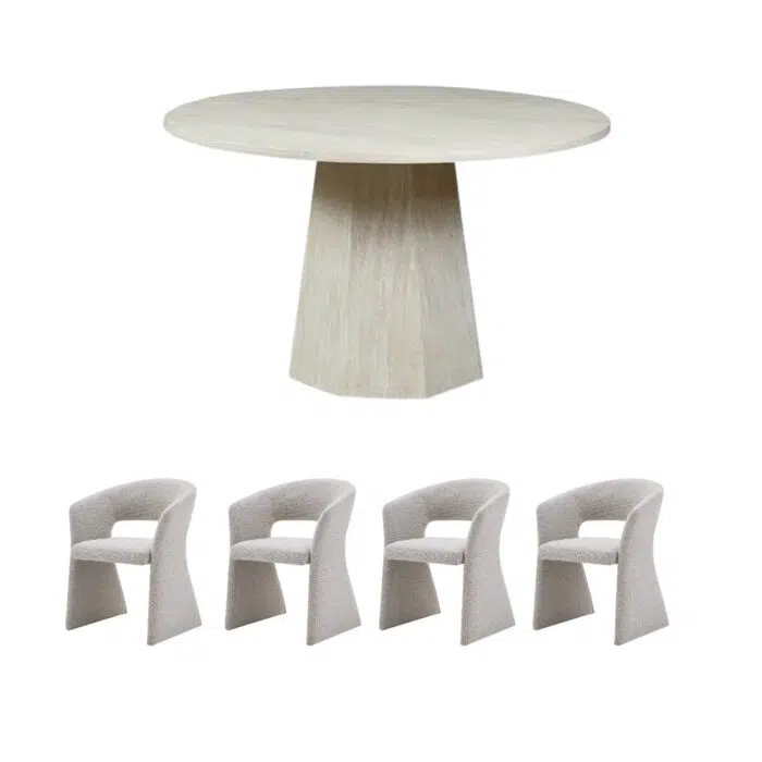 Cedar 130cm Round Dining Set with 4 Nola Dining Chairs