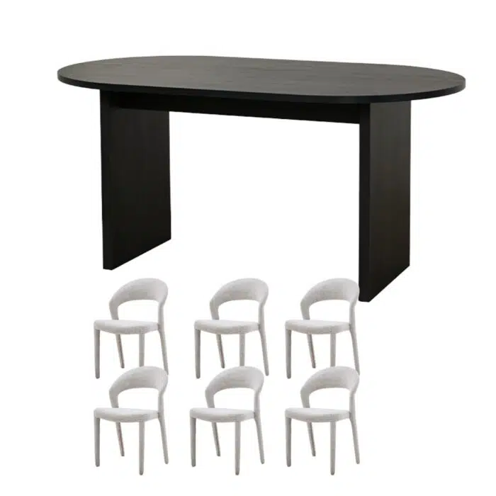 Nova Oval 160cm Dining Set With Alin Dining Chairs