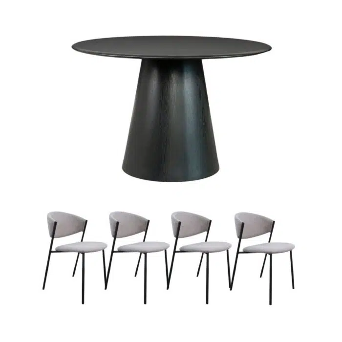 Oliver Round 120cm Black Dining Set With Nori Dining Chair