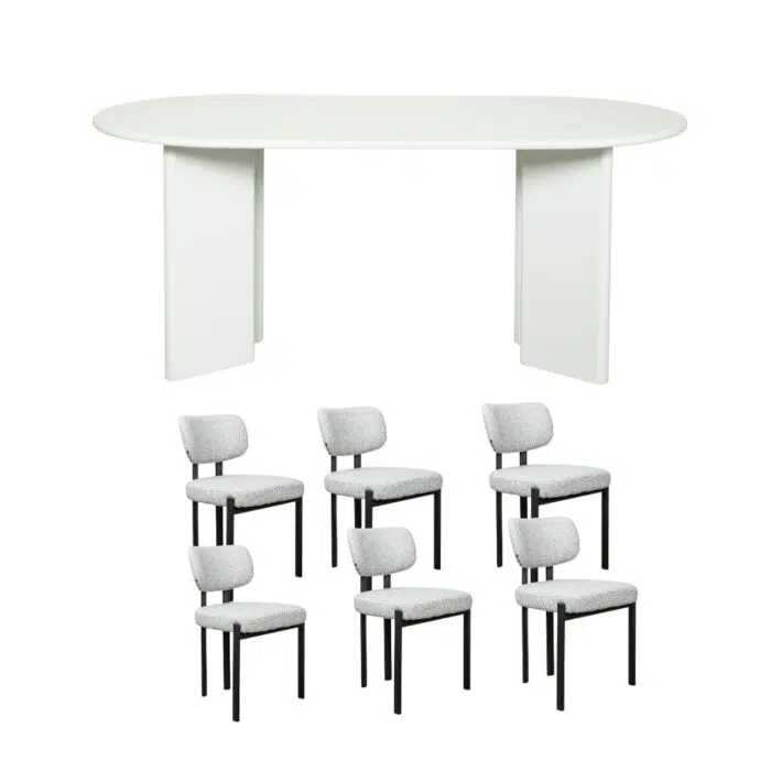 Ovo 180cm Oval Dining Set With Felix Dining Chairs