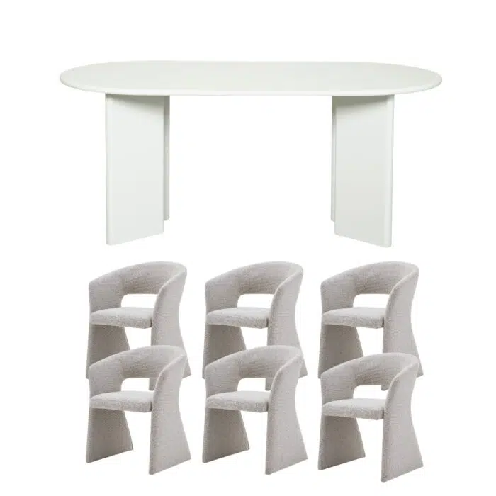 Ovo 180cm Oval Dining Set With Nola Dining Chairs