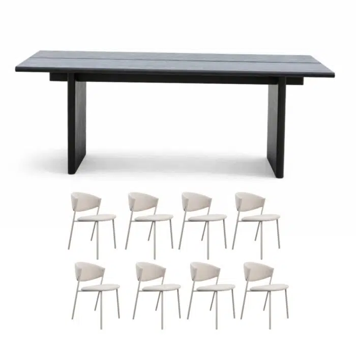 Zena 220cm Rectangular Dining Set With Nori Dining Chairs