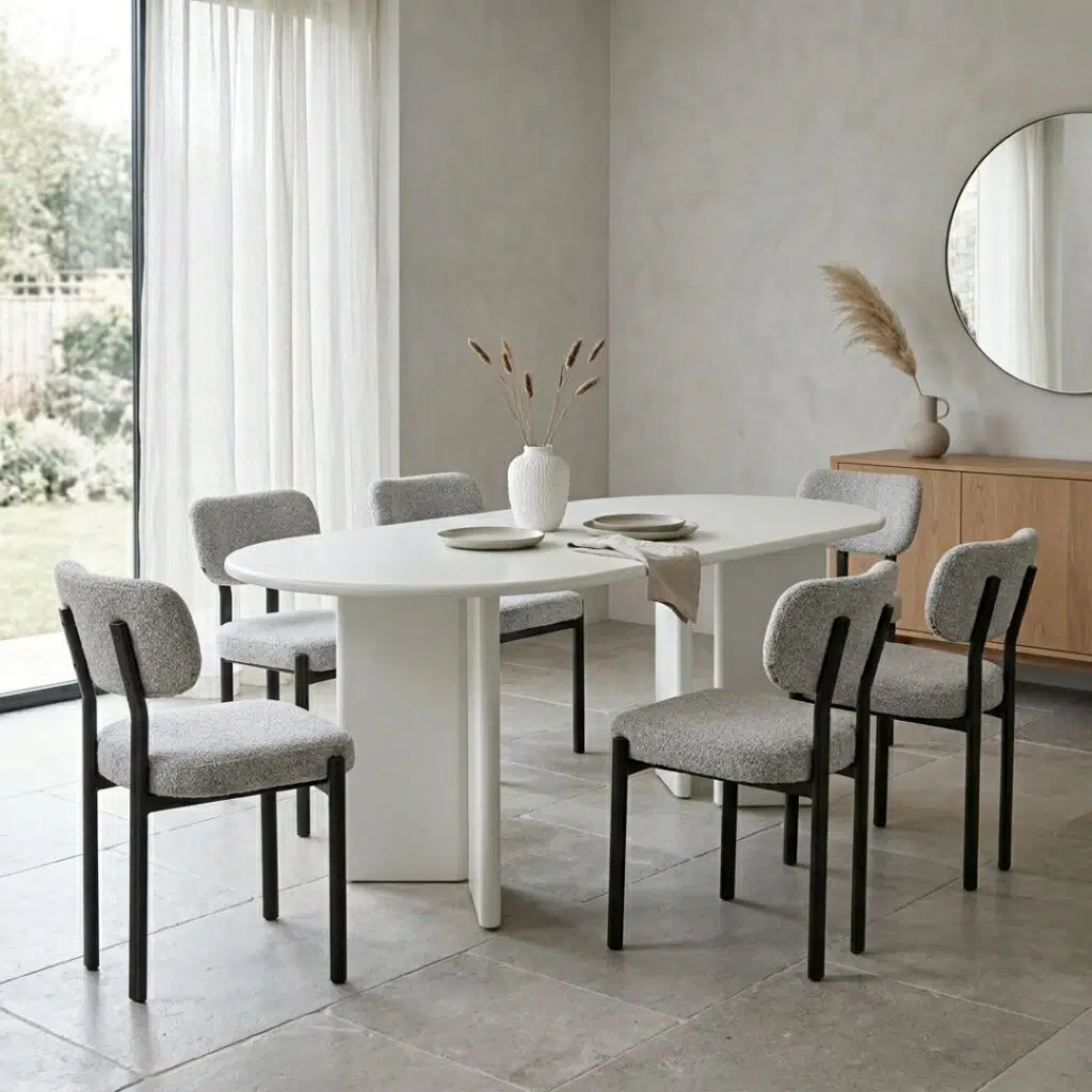 Ovo 180cm oval dining table with matte cream MDF finish