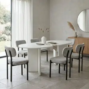 Ovo 180cm oval dining table with matte cream MDF finish