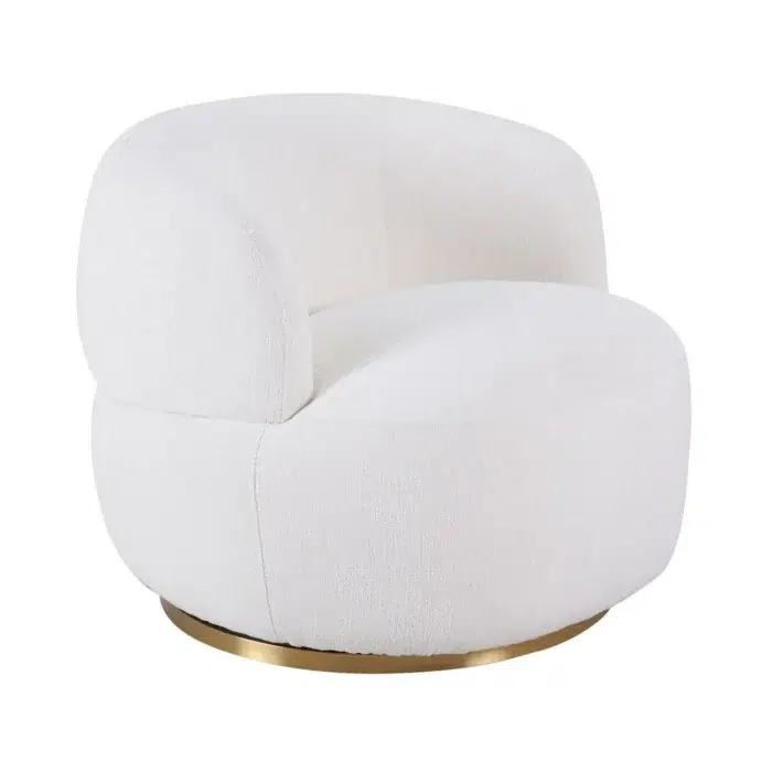 Tubby Swivel Arm Chair in Ecru – Modern Plush Seating