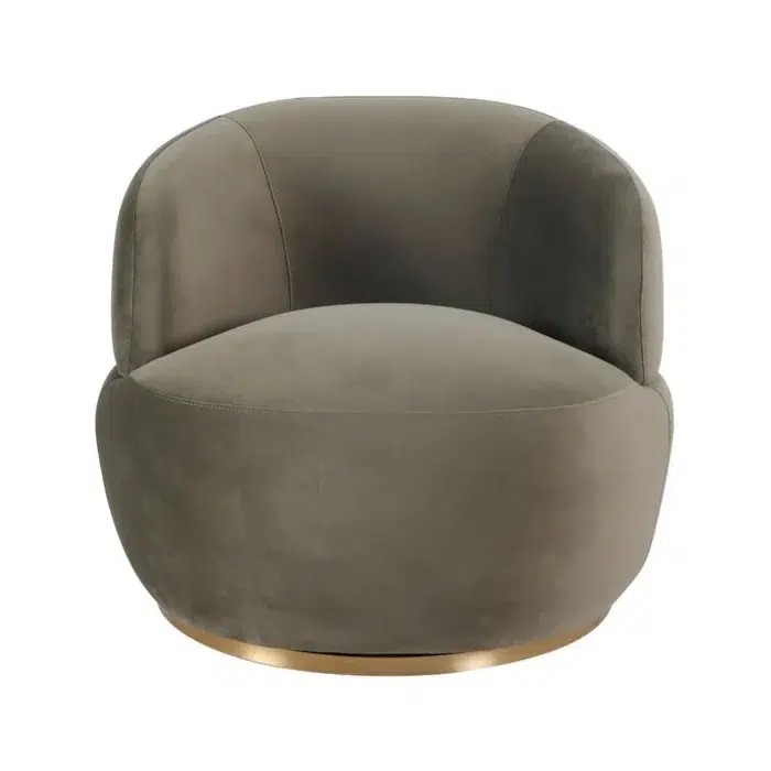 Tubby Swivel Arm Chair – Olive Velvet