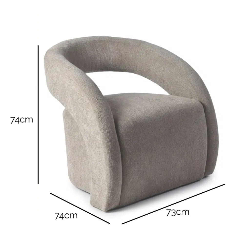 Arco Armchair in taupe for modern living rooms