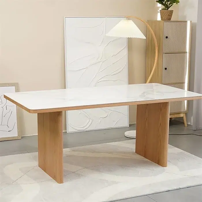 Bjorn 1.8m rectangular dining table with marble-look sintered stone top
