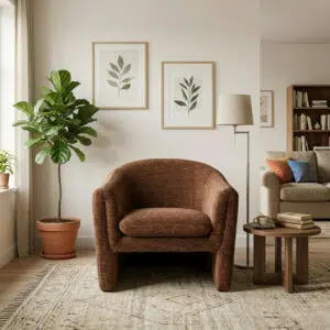 Elio Armchair in warm brown modern accent chair for living room