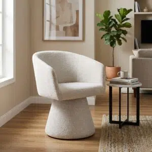 Fino Dining Chair in Oat fabric with metal frame for modern interiors