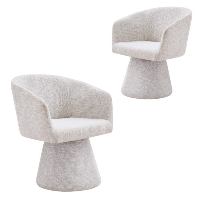 Fino Dining Chairs in Oat fabric with metal frame, set of 2