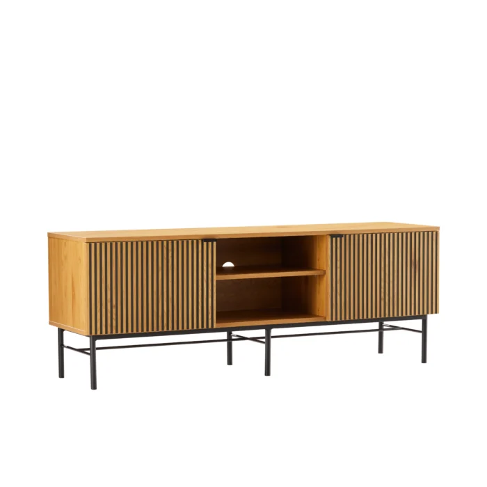 Linjer Entertainment Unit – Oak Melamine Finish