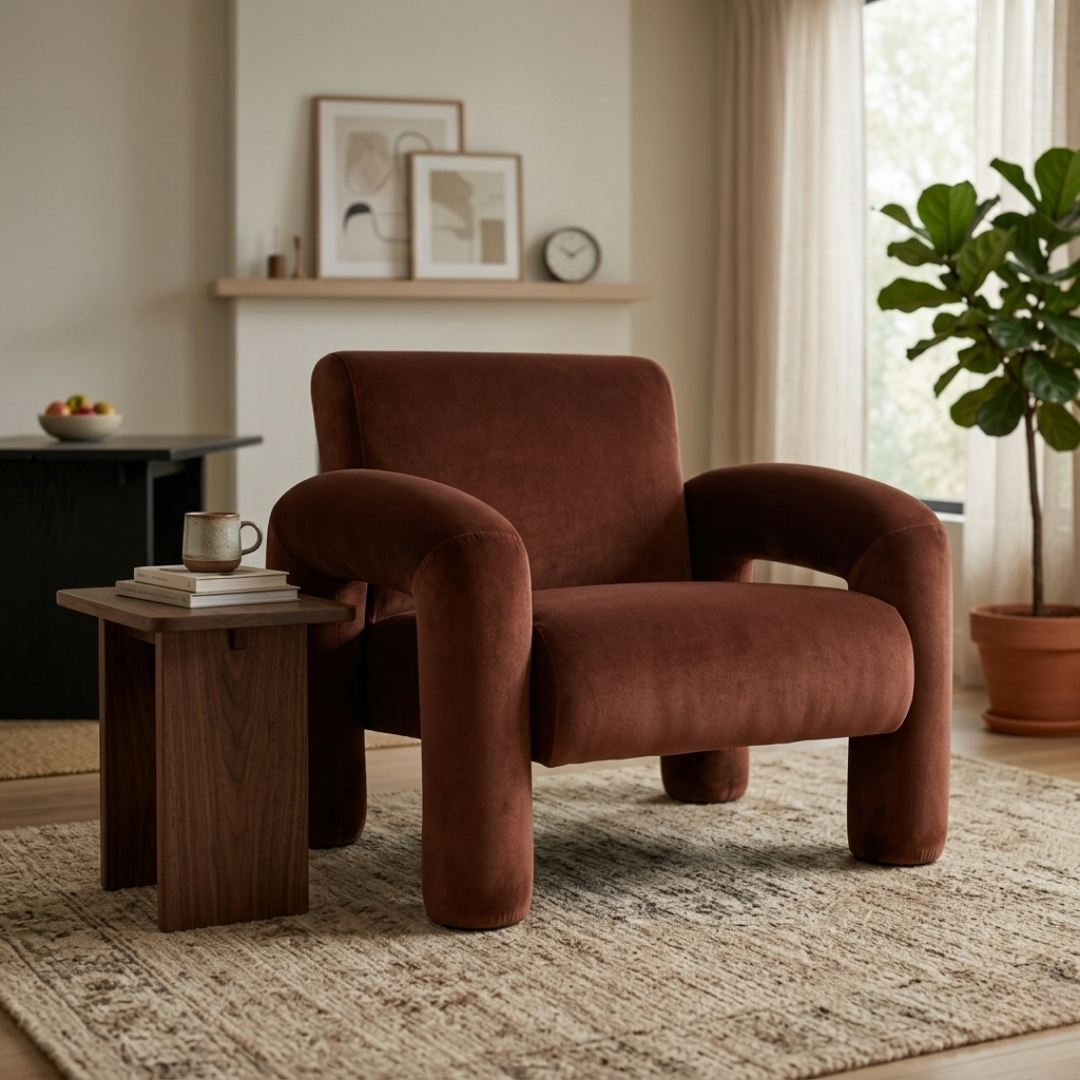 Moona Armchair – Velvet Brown