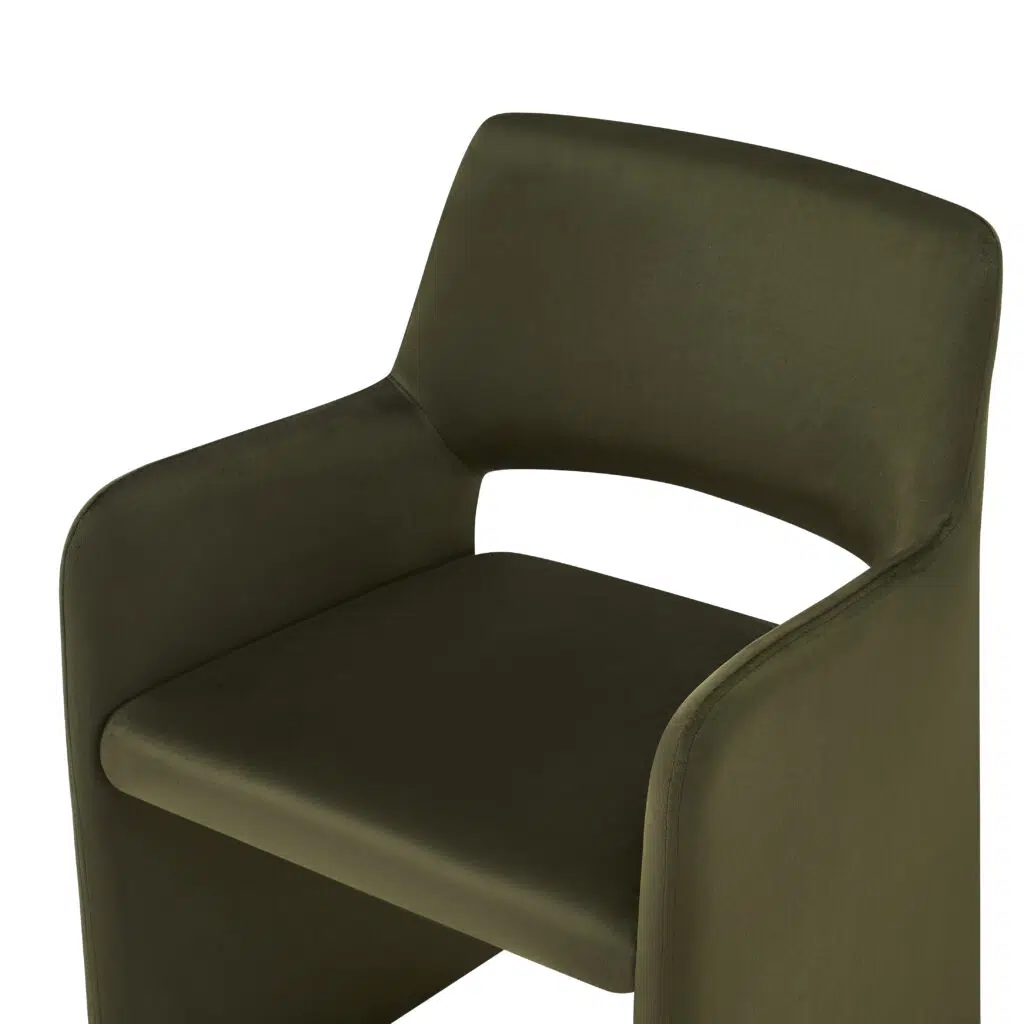 Romi Green Dining Chair with metal frame and fabric seat