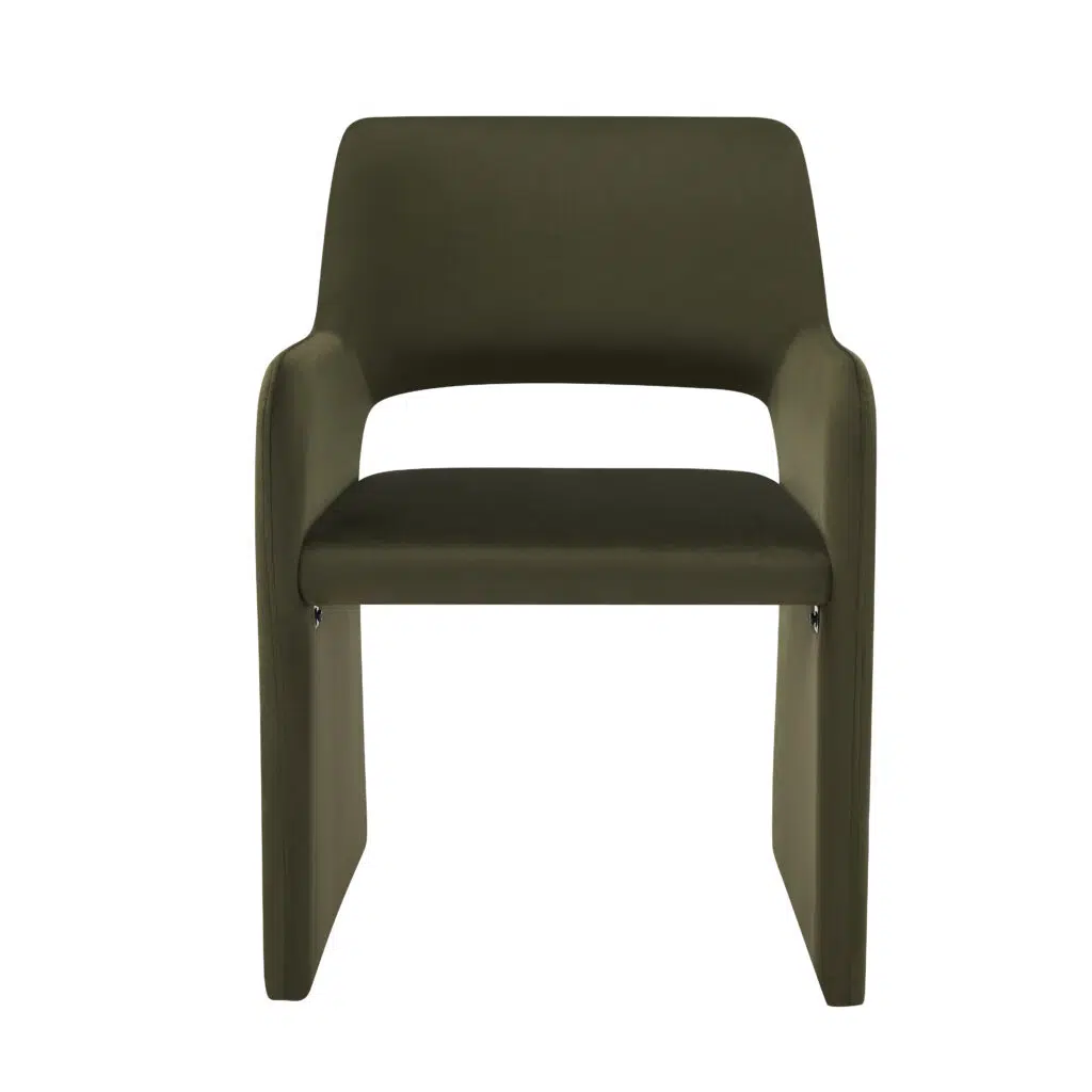 Romi Green Dining Chair with metal frame and fabric seat