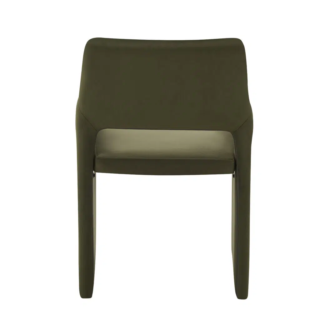 Romi Green Dining Chair with metal frame and fabric seat