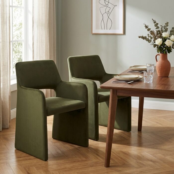 Romi Green Dining Chairs Set of 2 Modern Industrial Style