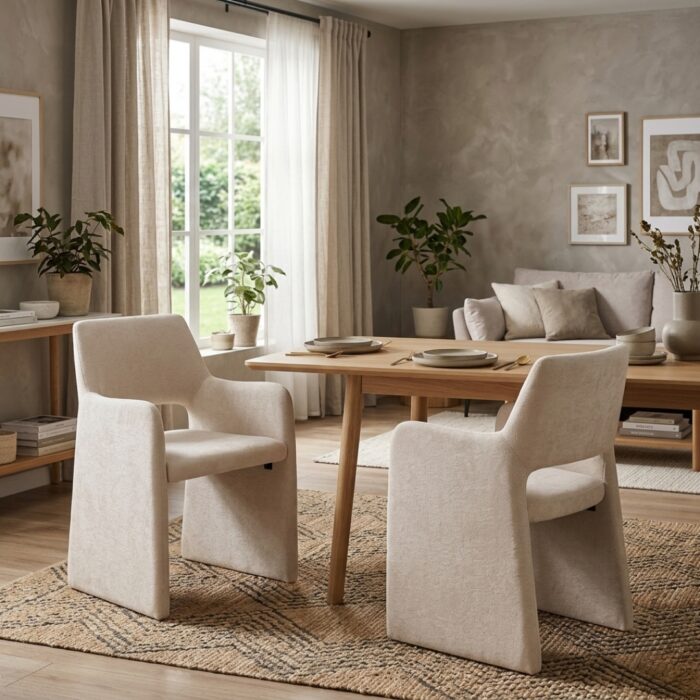 Romi Beige Dining Chairs Set of 2 for Modern or Coastal Interiors