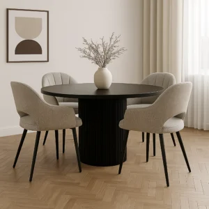 Sonata 1.2m Round Black Dining Table Modern Elegant