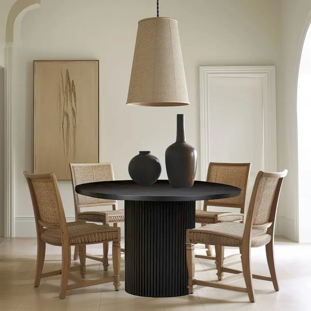 Sonata 1.2m Round Black Dining Table Modern Elegant