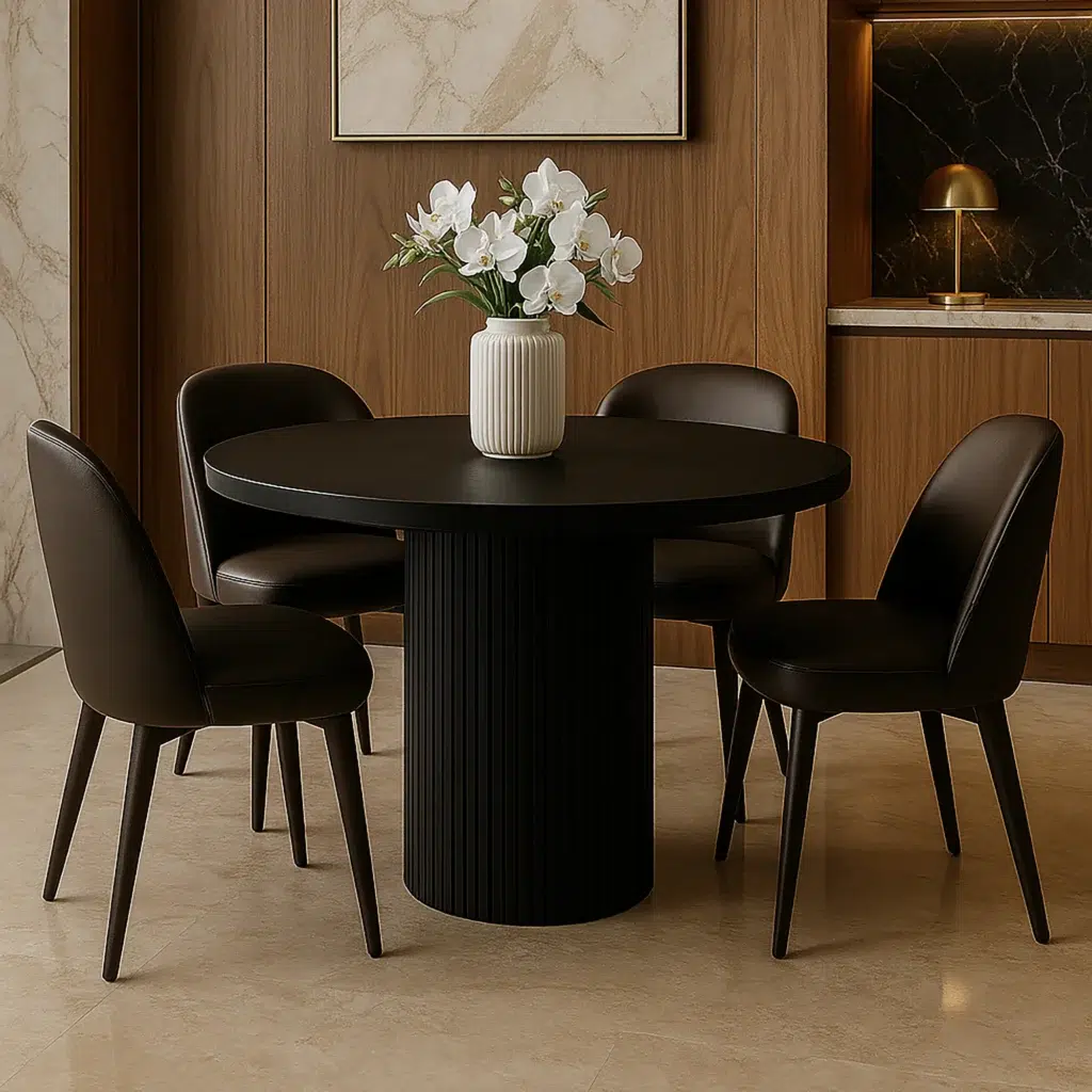 Sonata 1.2m Round Black Dining Table Modern Elegant
