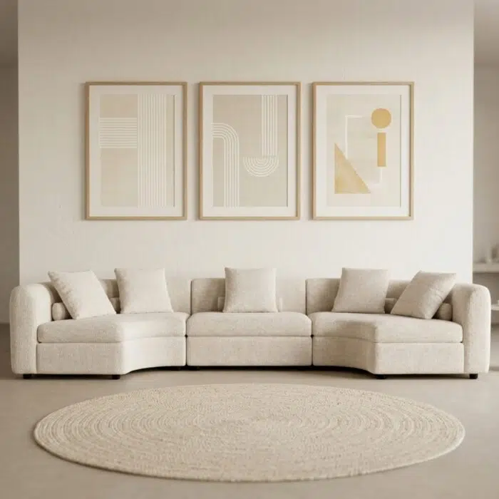 Camille 4-seater modular sofa in natural fabric for modern living rooms