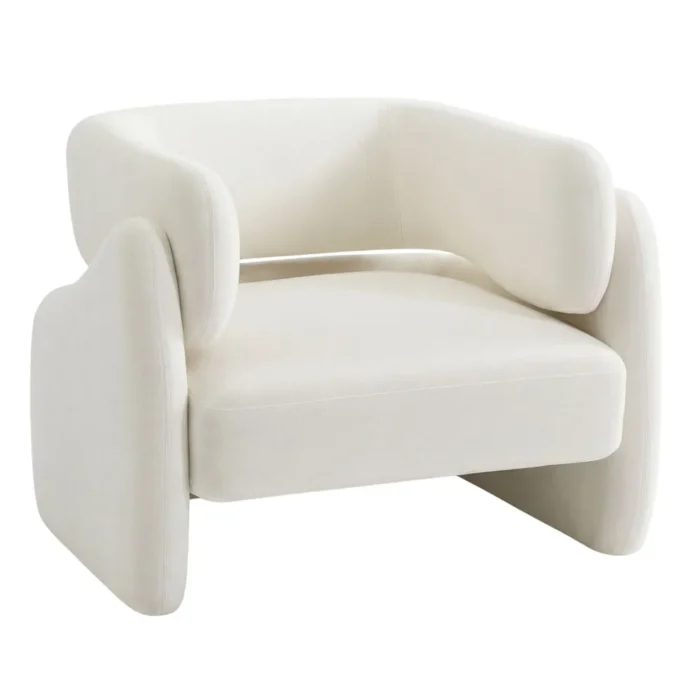 Ivory Declan Arm Chair with sculptural design and plush comfort