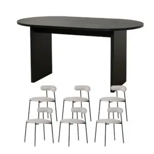 ELDTNOBL00-ELDCSORBB00 Nova Oval 160cm Dining Set with 6 Soren Dining Chairs