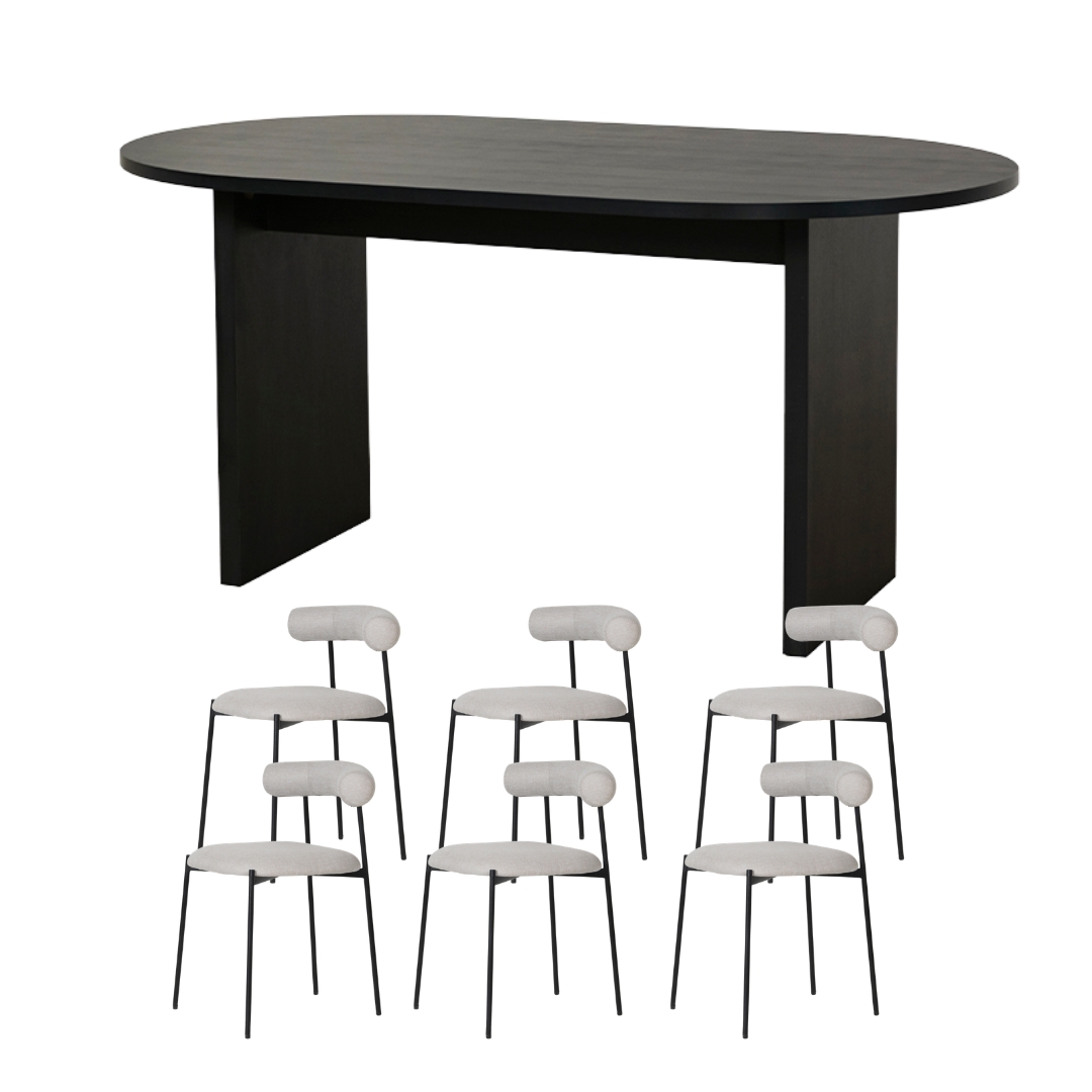 Nova Oval 160cm Dining Set with 6 Soren Dining Chairs