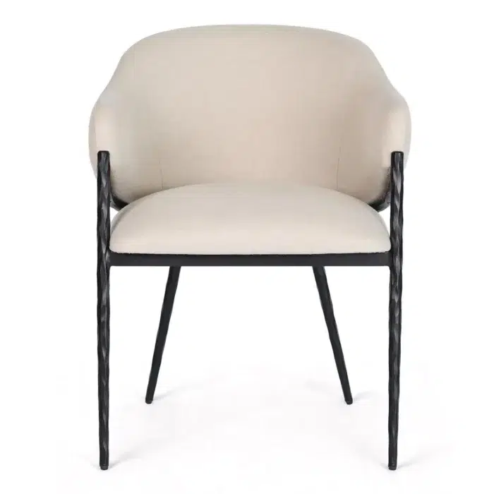 Heston Dining Chair with Arms – Black & Natural Linen