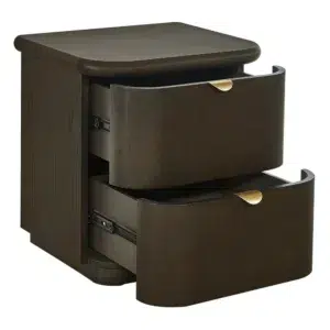 Lina Smoked Oak Bedside Table with Brass Drawer Pulls