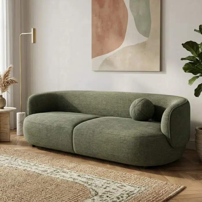 Green Aurea 3-seater sofa for modern living rooms