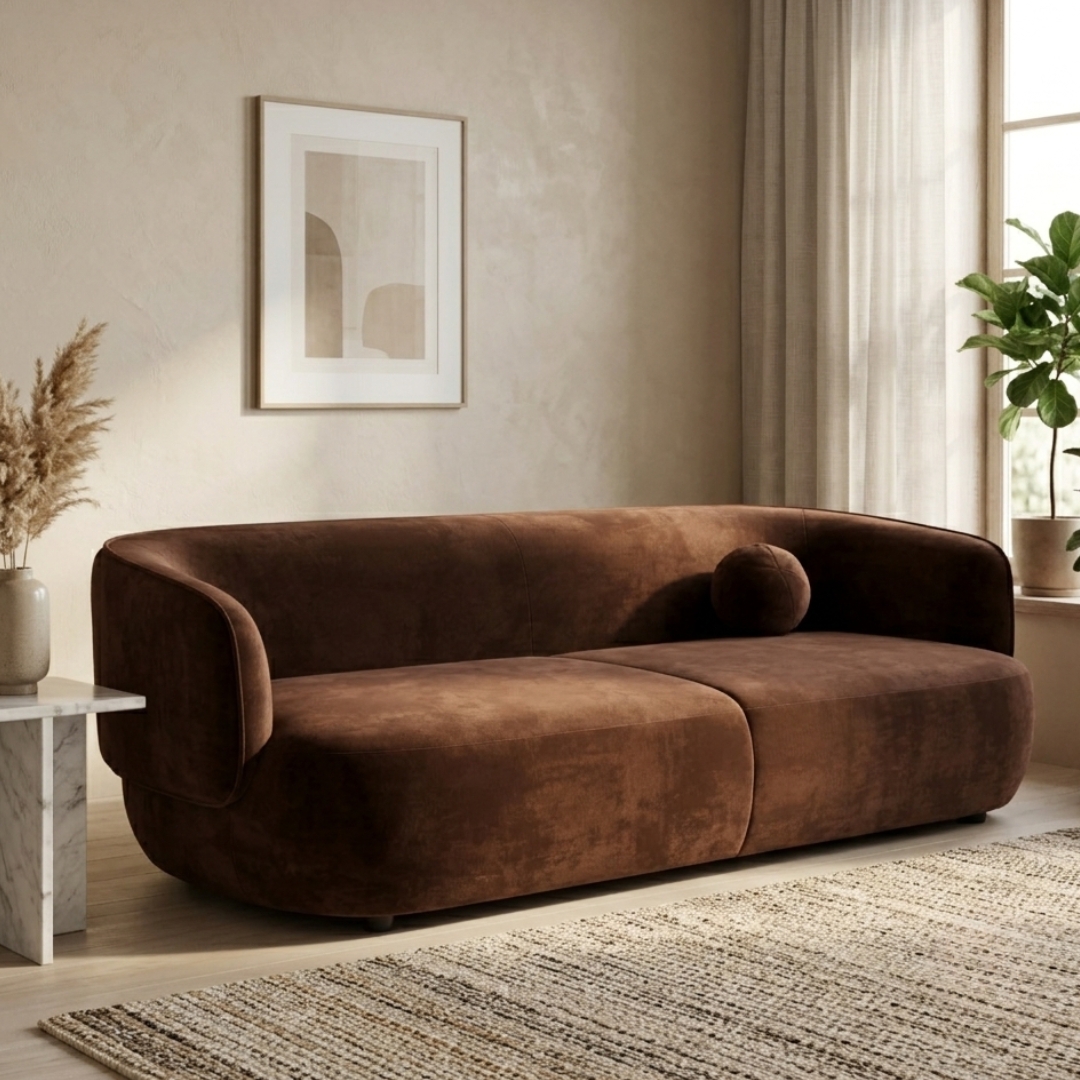 Aurea 3 Seater sofa – Velvet Brown