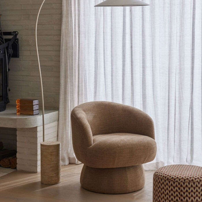 Rune Swivel Armchair in Camel for Modern Living Spaces