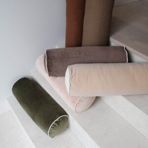 Green velvet bolster cushion for luxury home decor