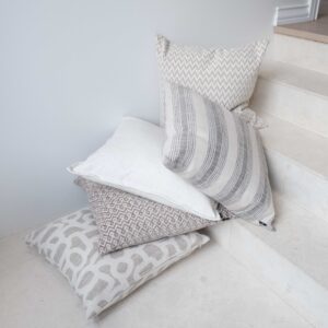 Cooee 55cm Beige White Woven Cushion for Sofa or Bed