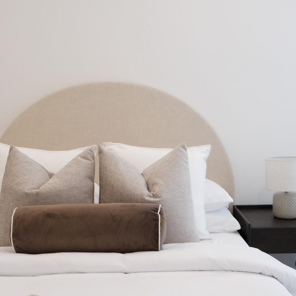 Brown velvet bolster pillow for sofa and bedroom decor