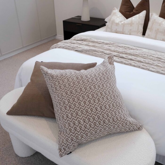 Yarra 55cm Brown Natural Woven Cushion for Sofa and Bedroom