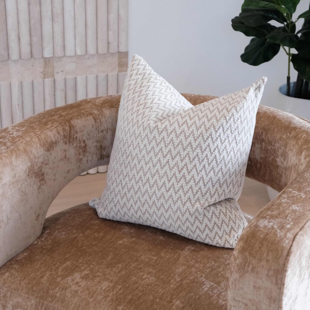 Cooee 55cm Beige White Woven Cushion for Sofa and Bed