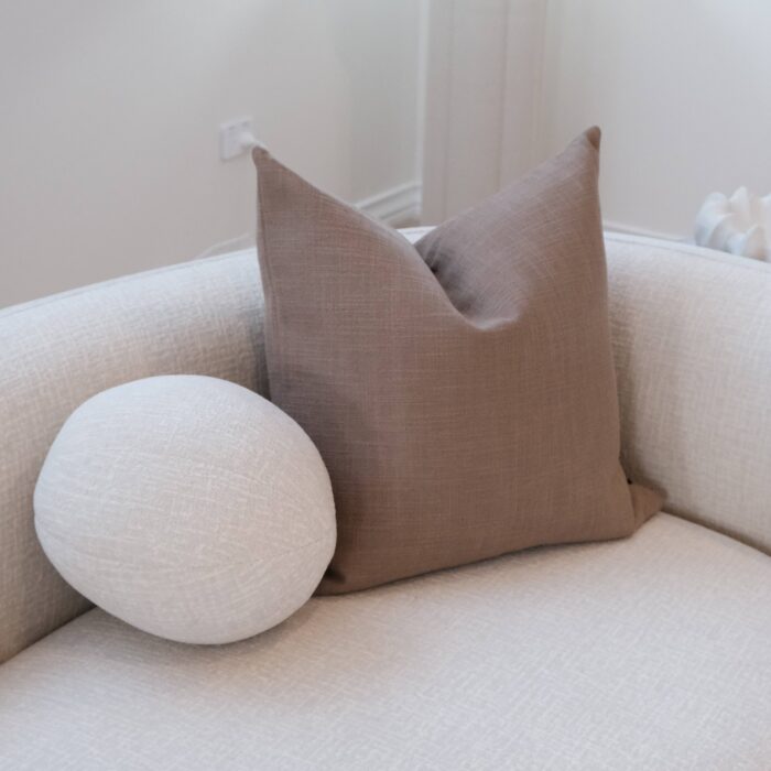 Siena 55cm Brown Woven Cushion for Cozy Neutral Interiors