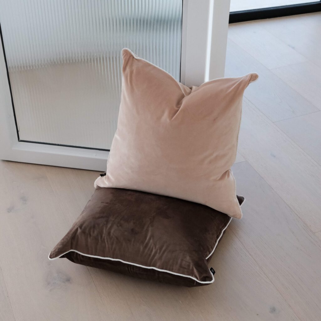 Brown velvet cushion 55cm for sofa and home decor