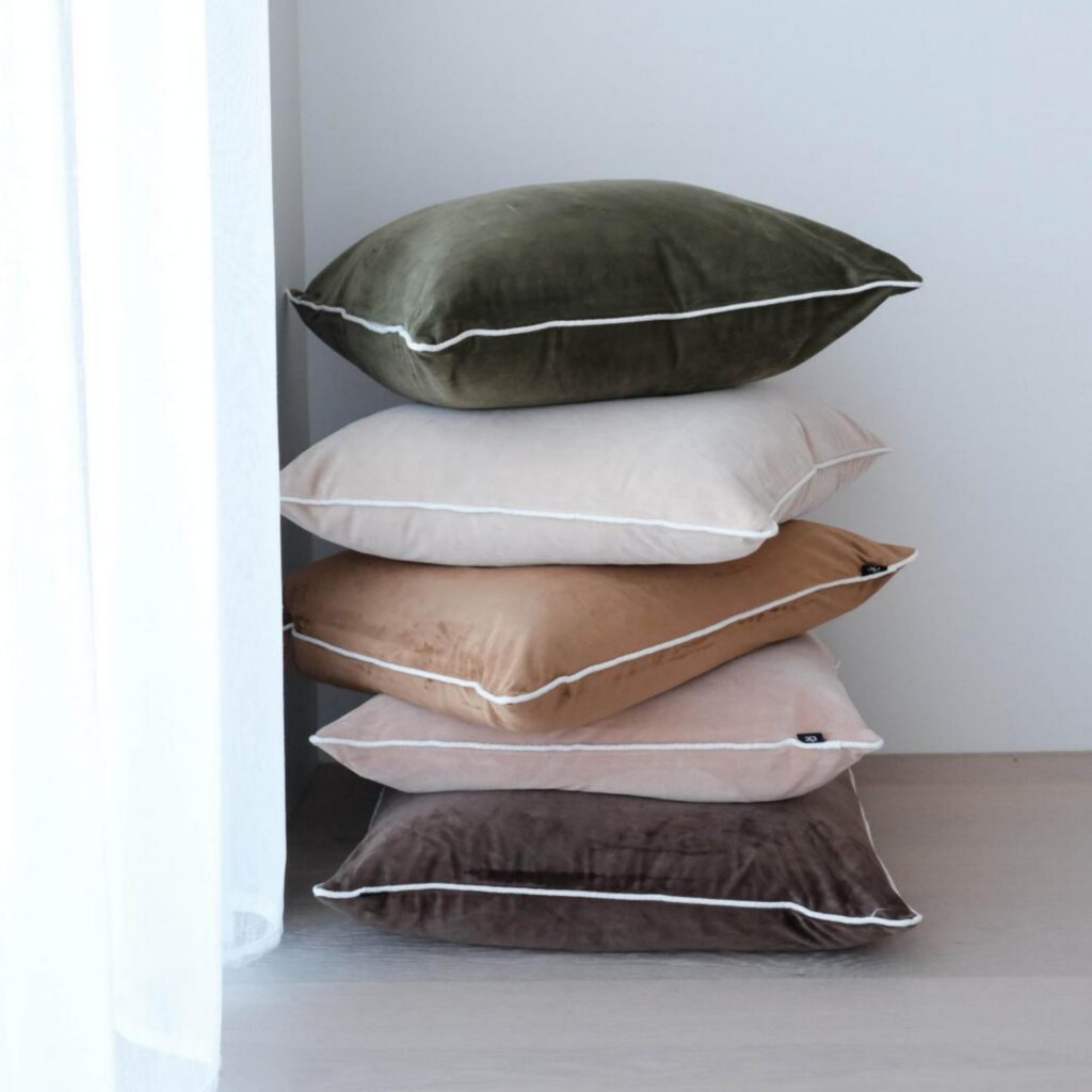 Green velvet cushion 55cm for sofa or bed