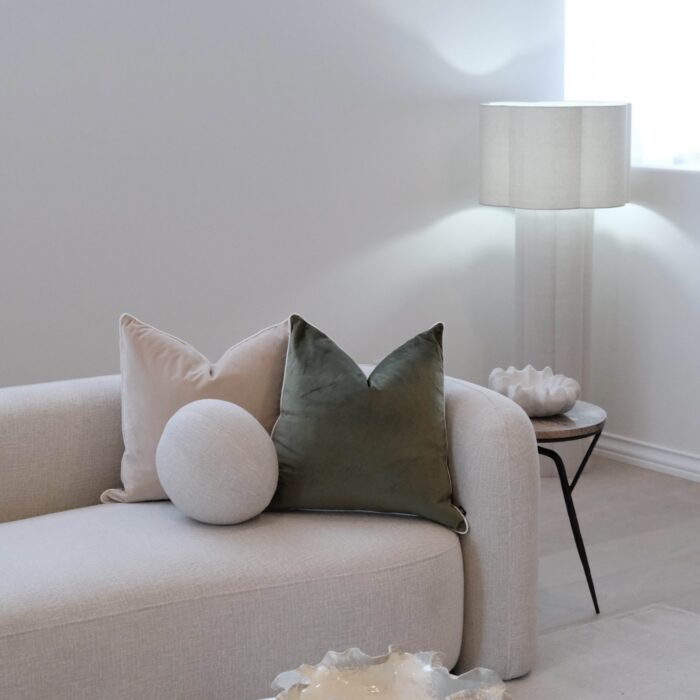 Green velvet cushion 55cm for luxurious home decor