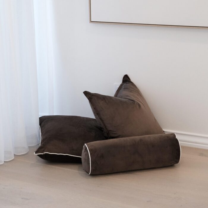 Brown velvet cushion 55cm for luxurious home decor